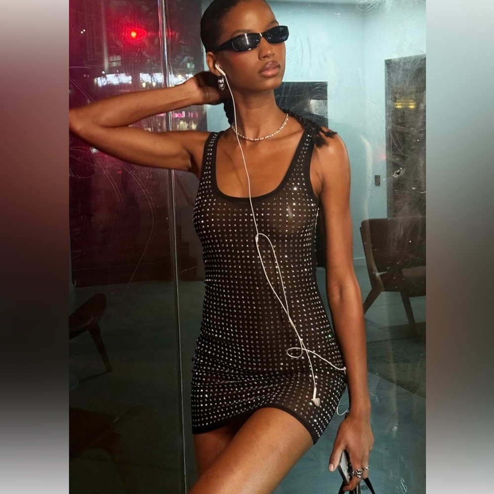 🔥 Fire Black Studded Mini Dress